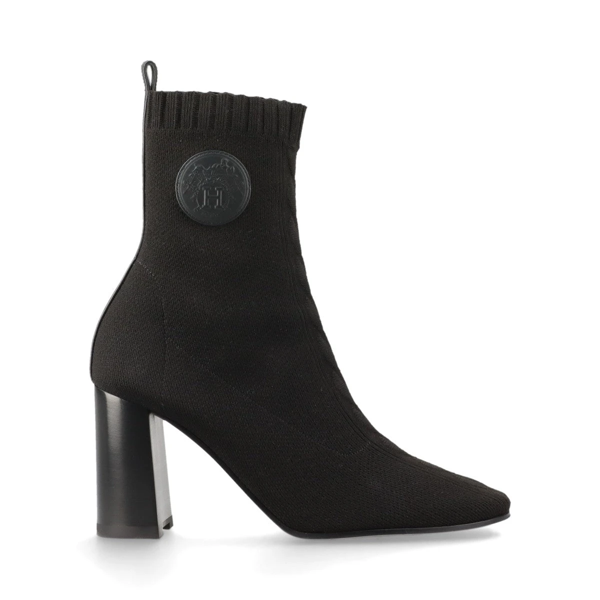 エルメス ニット×レザー ショートブーツ 37.5 レディース ブラック 箱