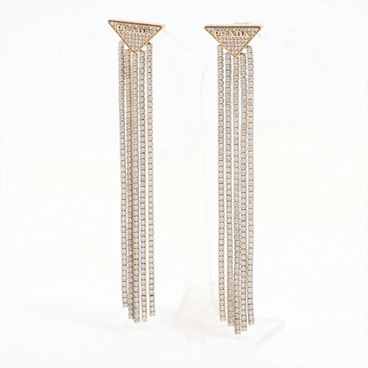 プラダ トライアングルロゴ ピアス(両耳用) 925×ラインストーン 総重量