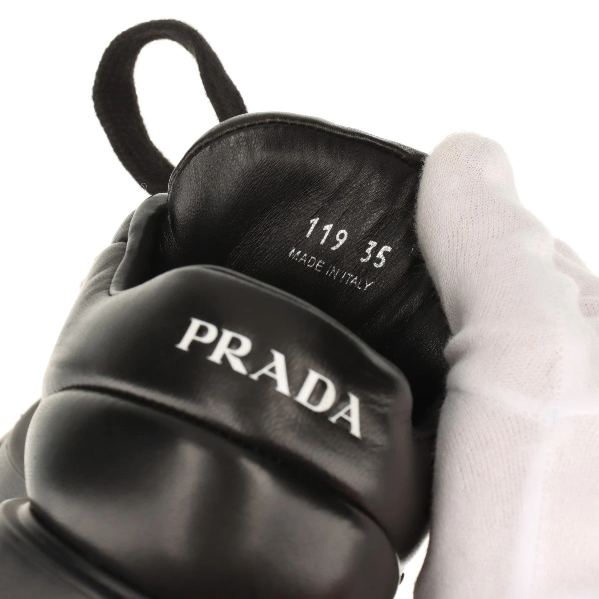 プラダ　PRADA モノリス　厚底　ローファー　スニーカー　ロゴ　箱 プラダ モノリス レザー スニーカー 35 レディース ブラック 119