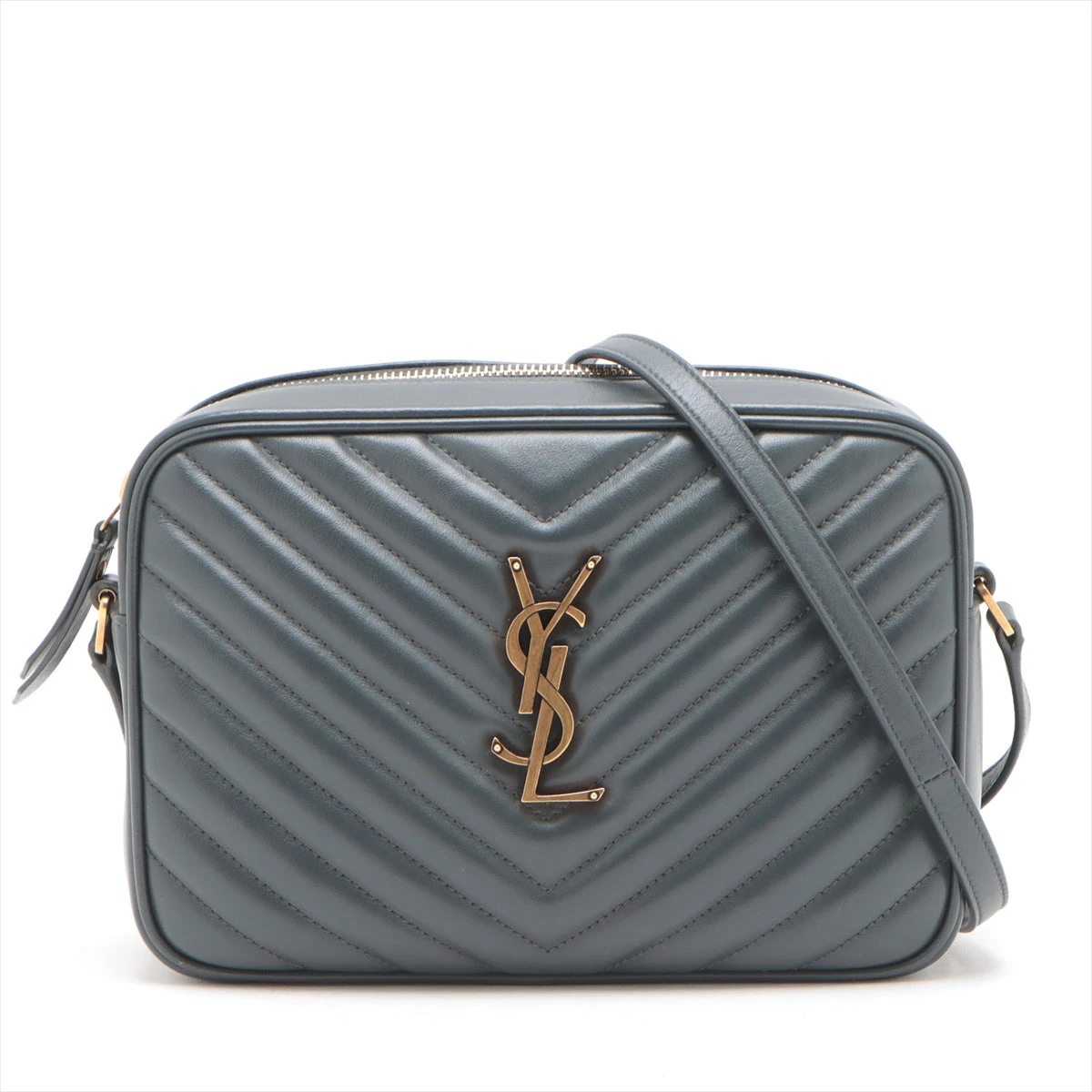 美品✨ ルー カメラバッグ Vステッチ YSL ショルダーバッグ レザー グレー 美品✨ ルー カメラバッグ Vステッチ YSL ショルダーバッグ