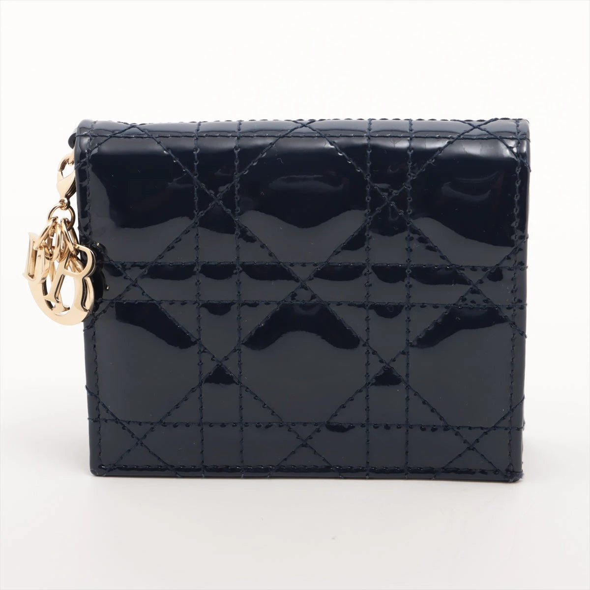 クリスチャン　ディオール　カナージュ　パテントレザー　長財布　ネイビー クリスチャンディオールカナージュパテントレザー長財布ネイビー