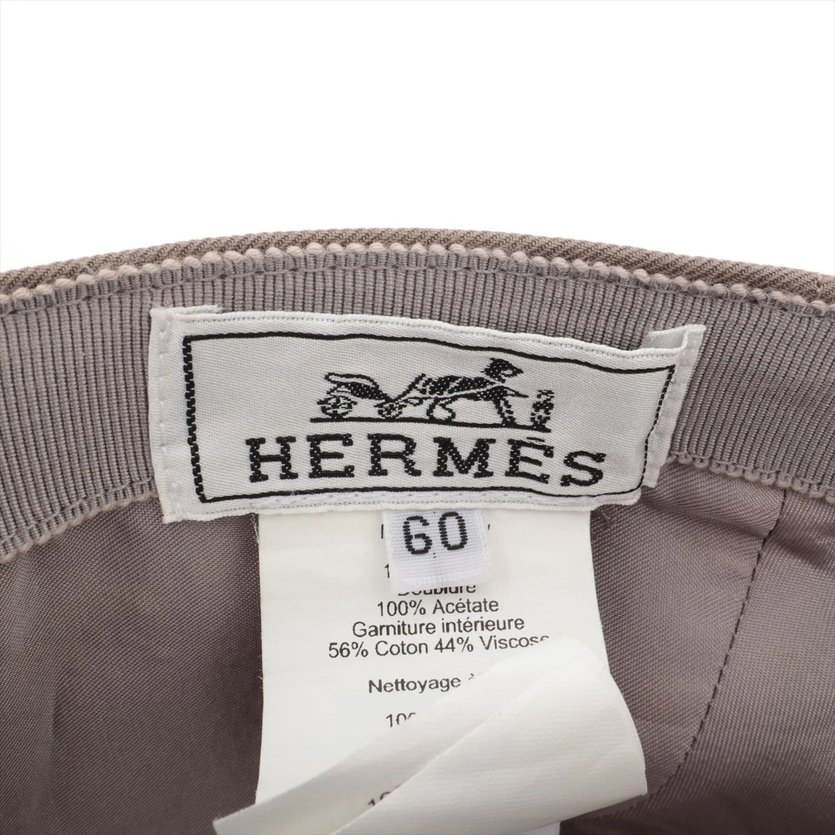 エルメス キャップ 60 コットン ライトグレー A3269812｜中古ブランド 