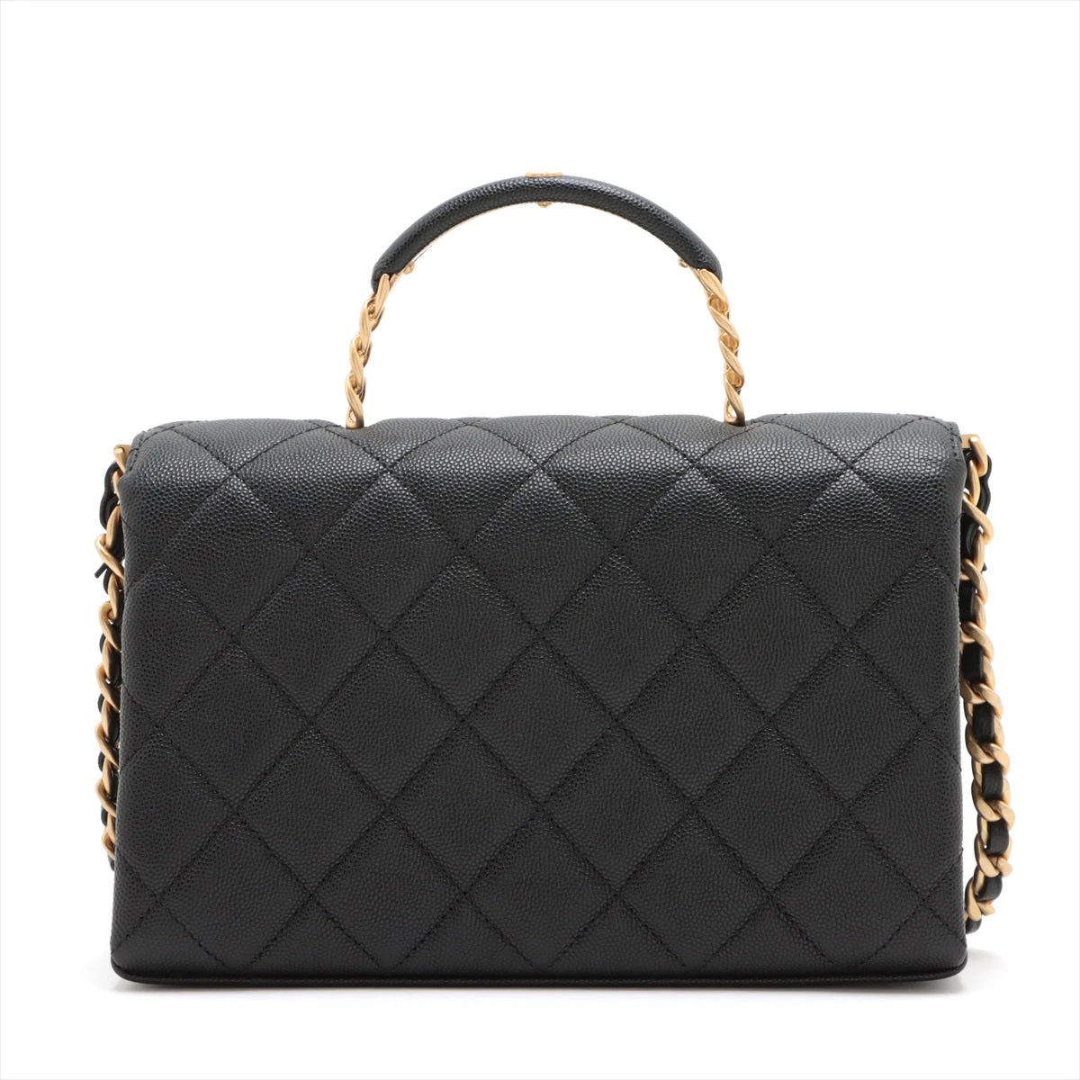 ブラックハンドバッグ ゴールド金具 シャネル ココハンドル24 XS キャビアスキン×リザード 2WAY