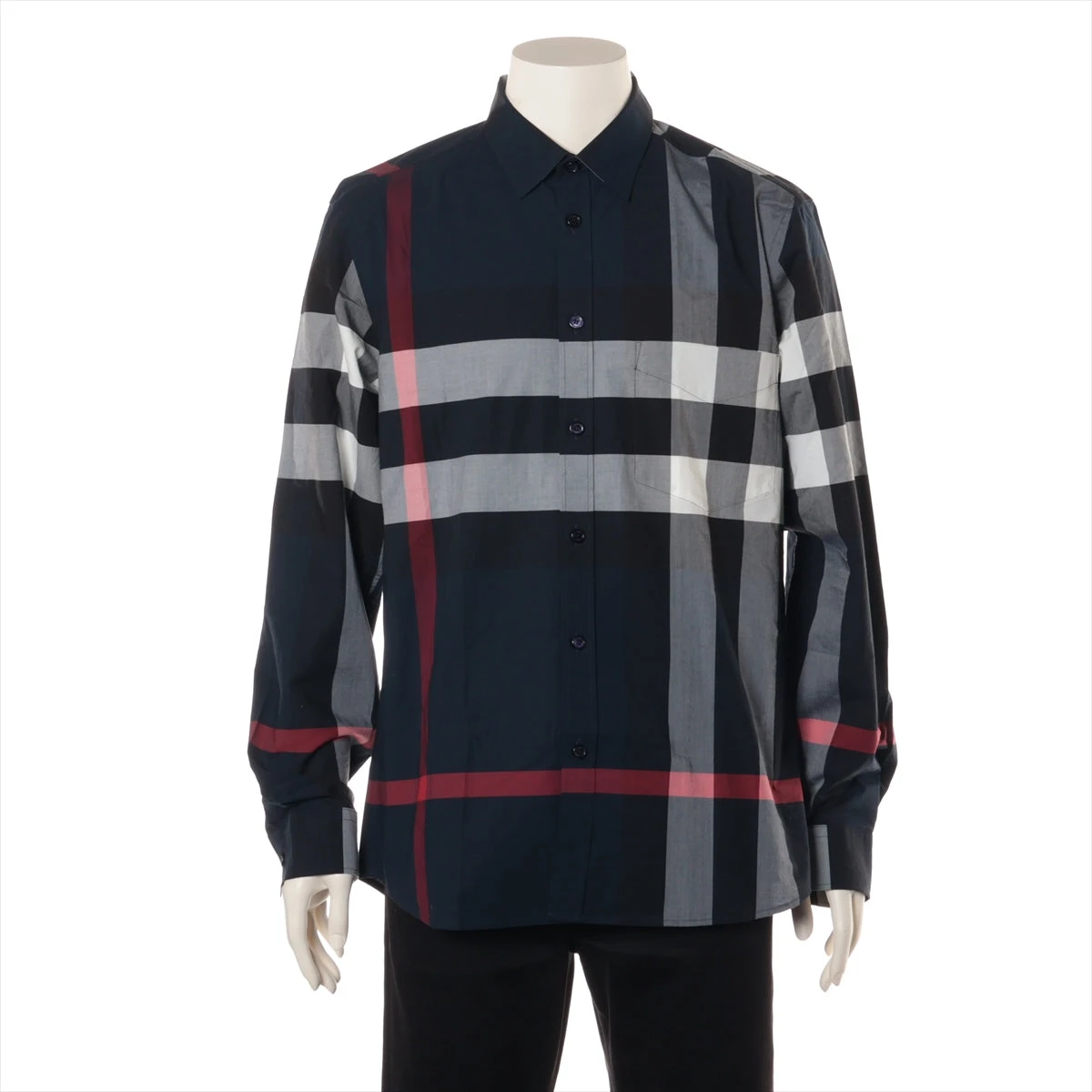 バーバリー コットン シャツ L メンズ ネイビー ティッシ期 8018111  