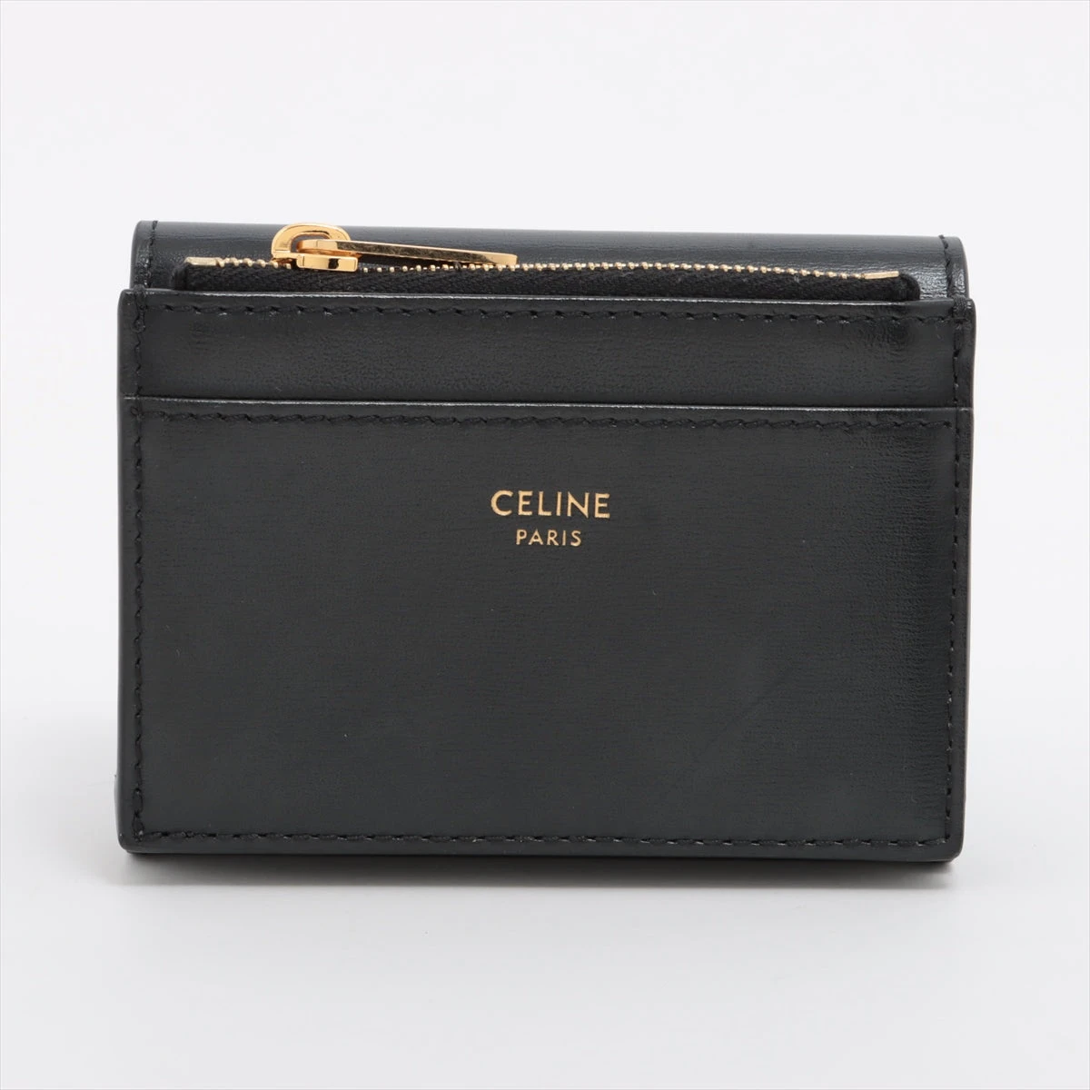【クール】CELINEブラックバックルフラップトリオンフウォレット セリーヌ トリオンフ スモールフラップウォレット レザー 財布