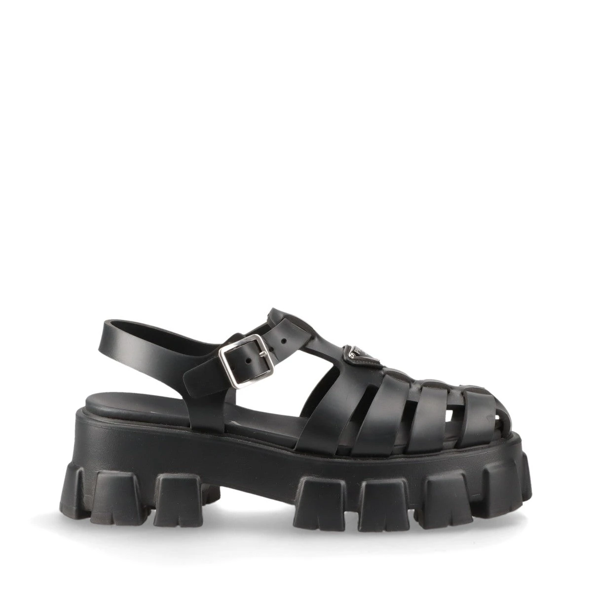 PRADA モノリス ラバーサンダル ブラック 36 トライアングルロゴ 黒 プラダ トライアングルロゴ ラバー サンダル 39 レディース