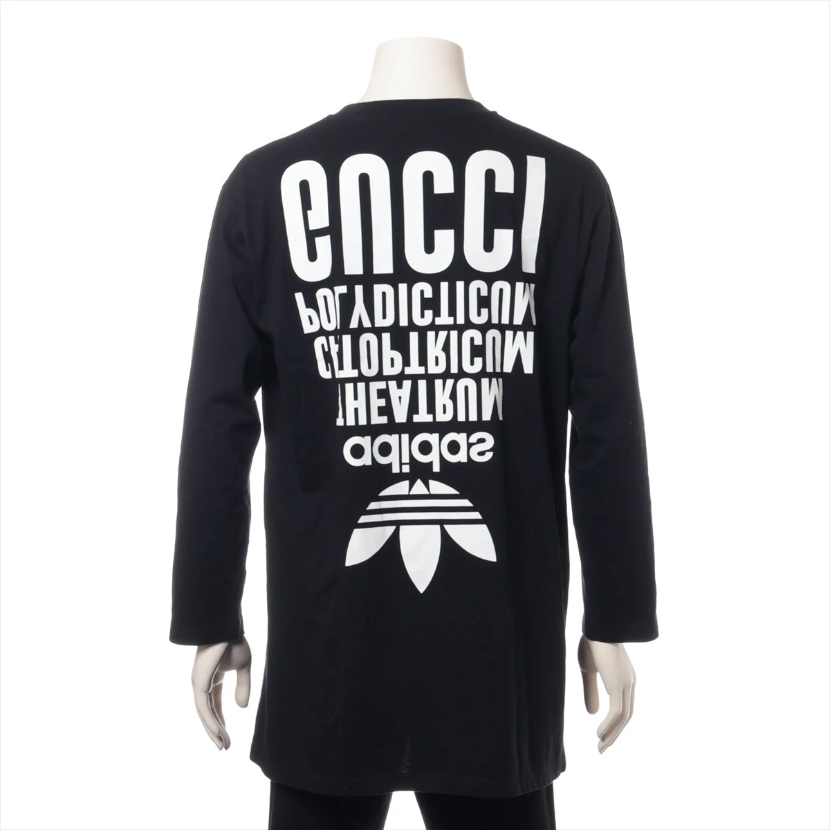 GUCCI アディダスコラボ ロングTシャツ #XXS ブラック コットン GUCCI】グッチ『アディダス ロゴ コットンロングTシャツ sizeM