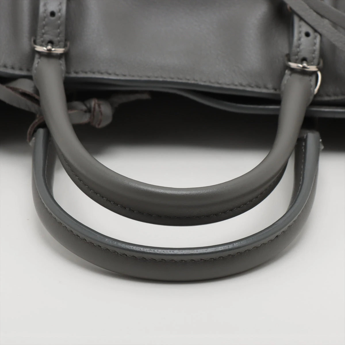 バレンシアガ ペーパーミニ レザー 2WAYハンドバッグ グレー 357333