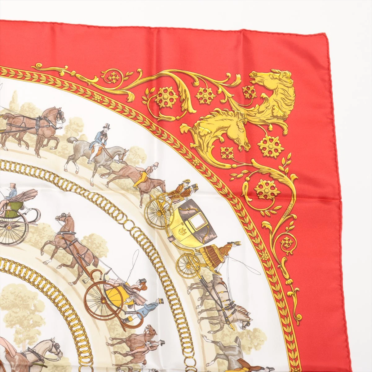 HERMES ロンシャンへの散歩 スカーフ カレ90 エルメス / HERMES スカーフ カレ 90 ロンシャンへの散歩 シルク