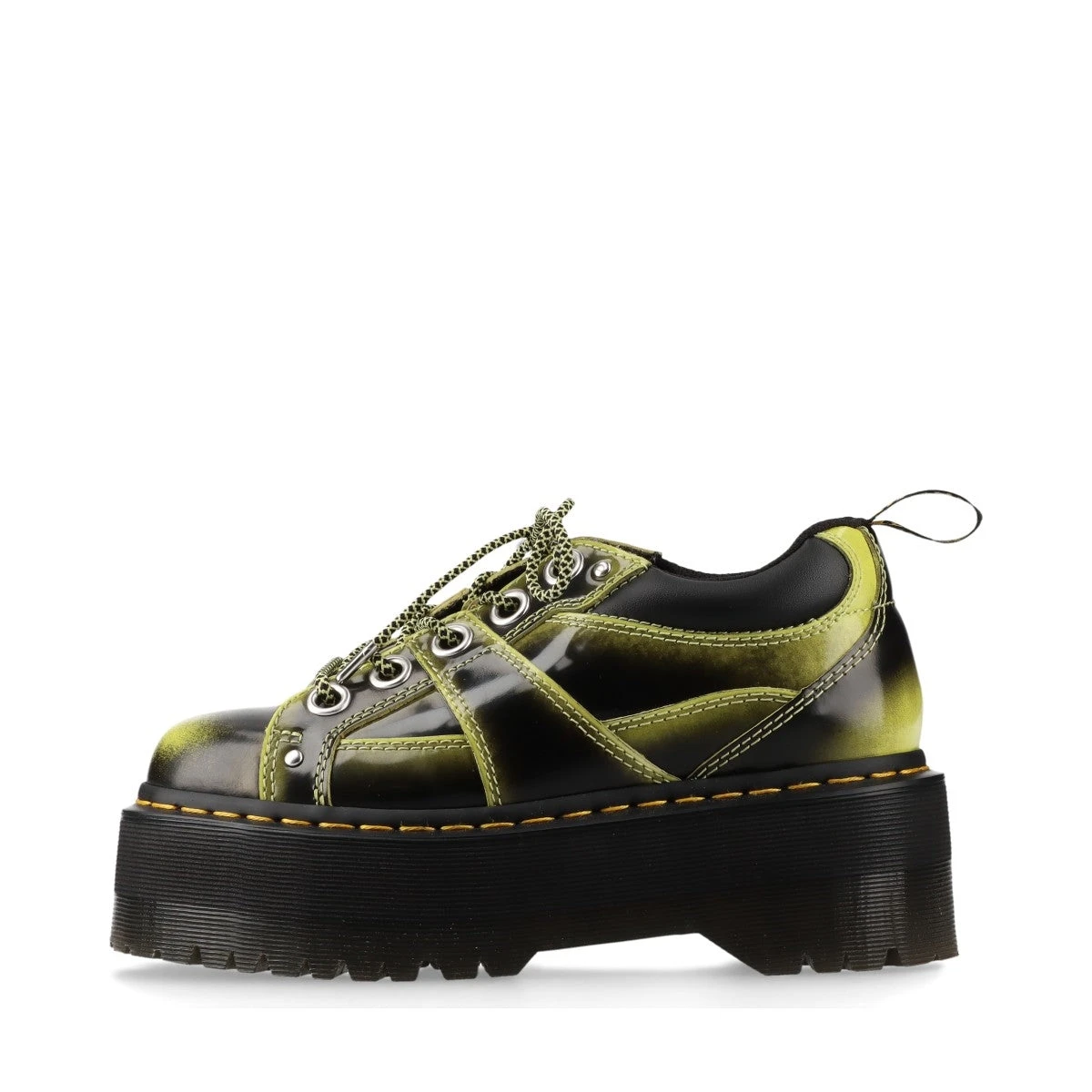 ドクターマーチンブラックレザー ローファー イエローソール Dr Martens☆1461 SMOOTH☆マーブルカラー☆3ホール☆兼用 (Dr