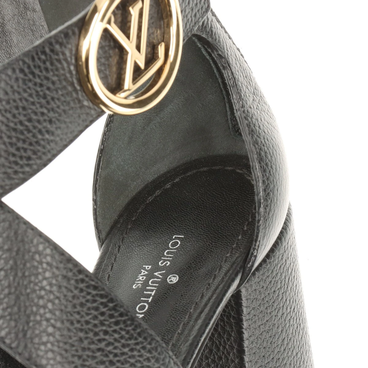 ヴィトン ホライズンライン レザー サンダル 36 レディース ブラック