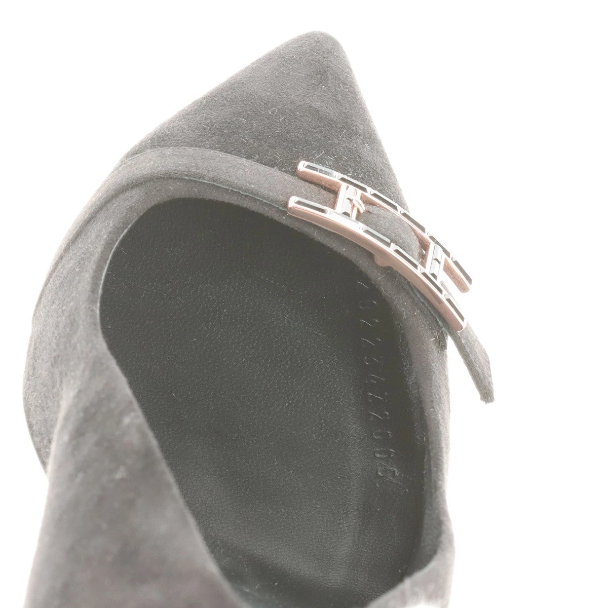 極美品　エルメス　スエード　レザー　パンプス　フラット　Hロゴ　38 黒 極美品 エルメス スエード レザー パンプス フラット Hロゴ 38 黒