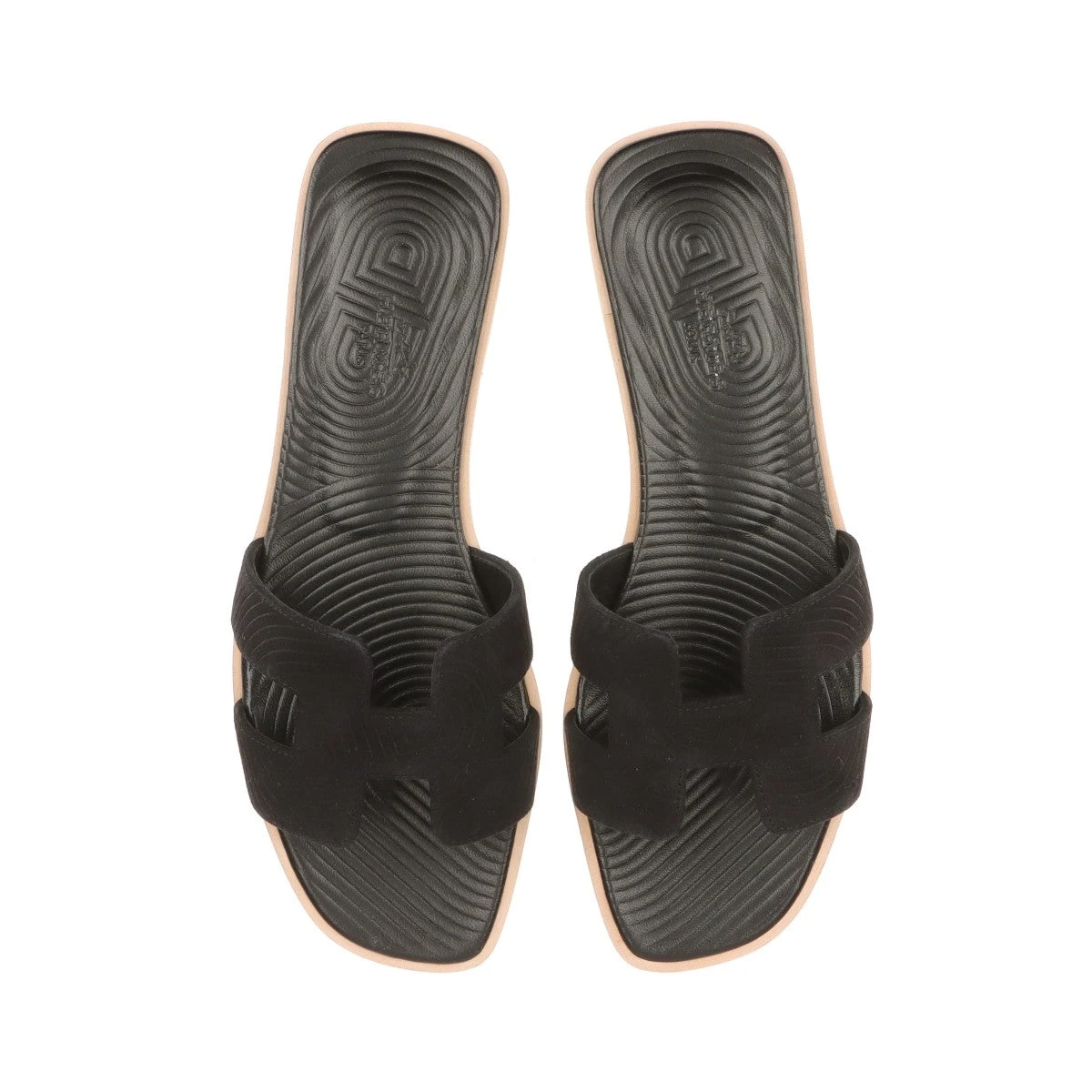 エルメス オラン スエード サンダル 37 レディース ブラック YZ066737