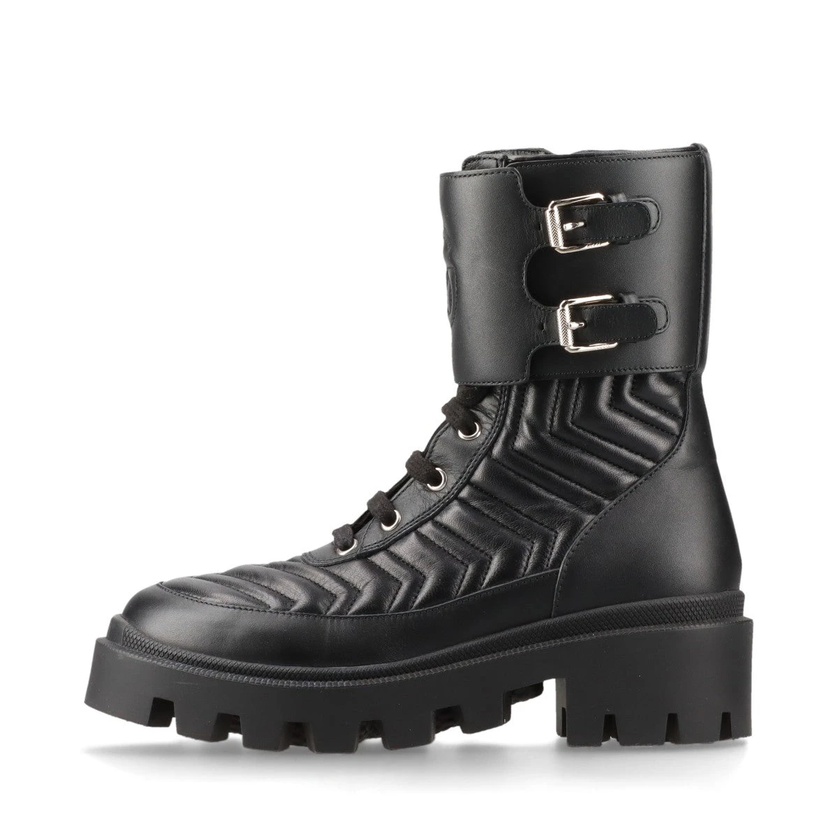 EU36.5 グッチ GUCCI レースアップ ブーツ レザー ブラック295A EU36.5 グッチ GUCCI レースアップ ブーツ レザー ブラック295A