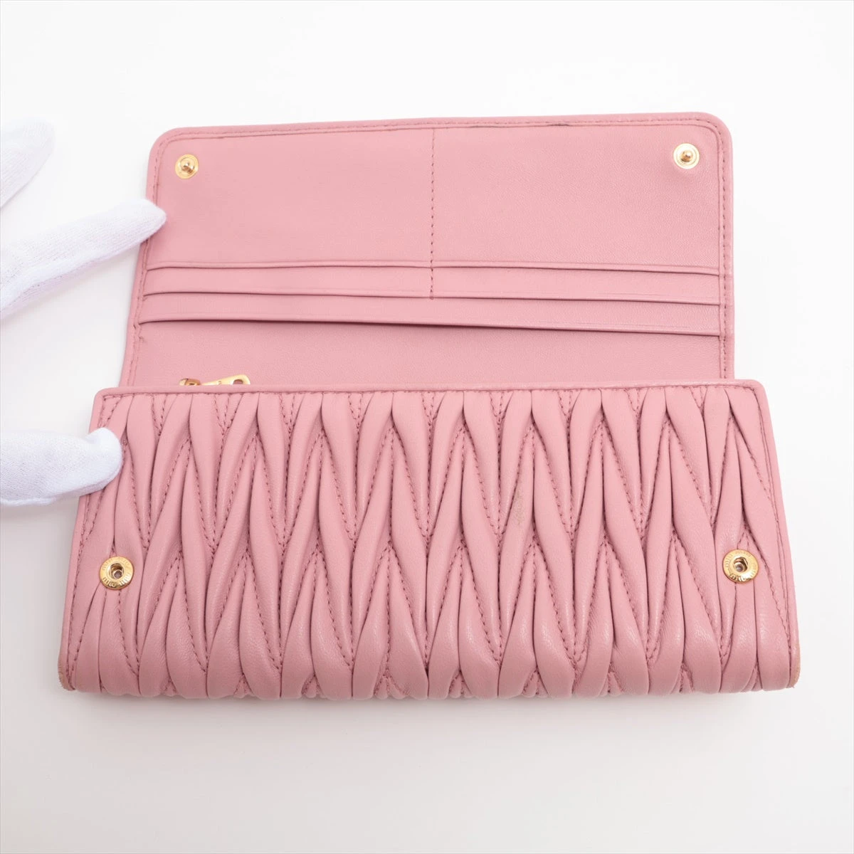 miumiu レザー長財布 ピンク MIU MIU - 【良品】◇ミュウミュウ◇ リボン / ピンク レザー