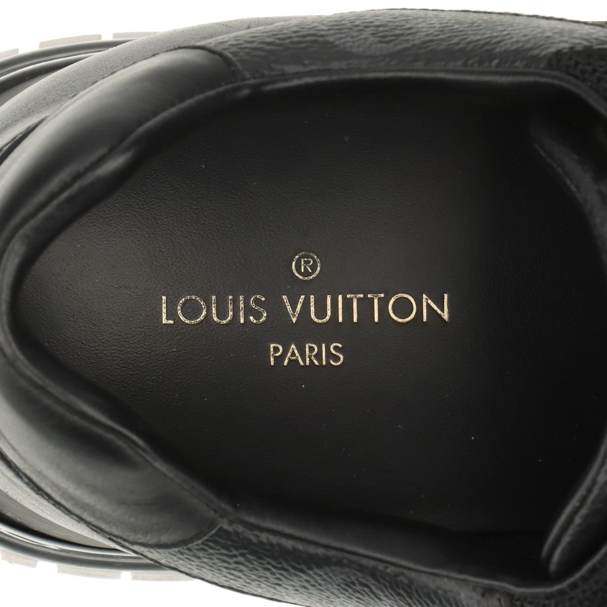 海外限定品【LV】ポシェット・エクソン ブラックカーフスキン ヴィトン ランアウェイライン 21年 レザー×メッシュ スニーカー