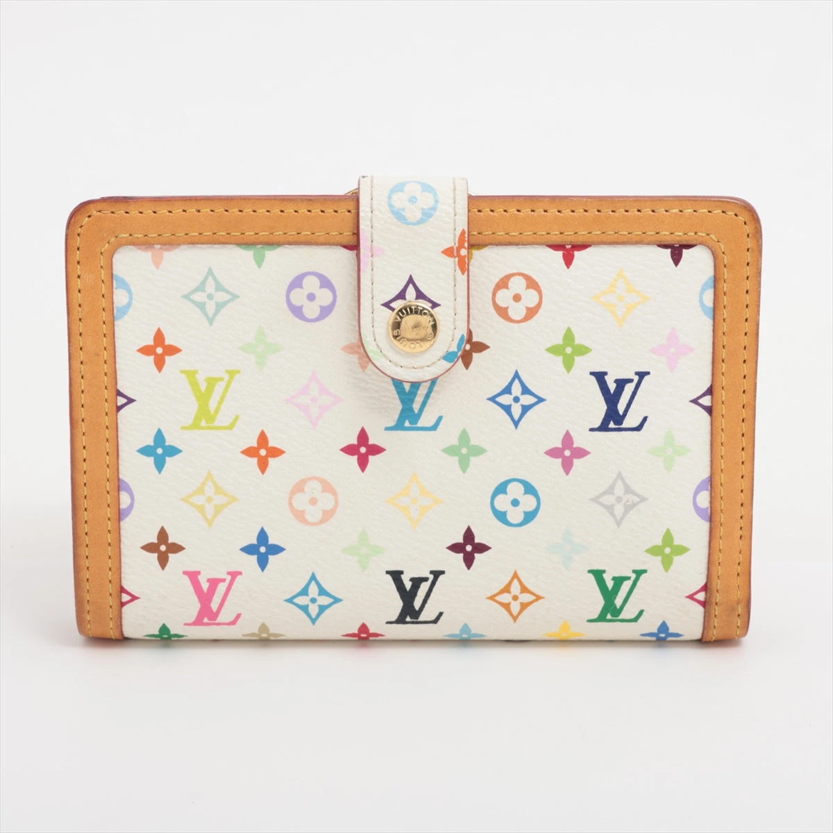 美品 ルイヴィトン ポルトフォイユ・ヴィエノワ マルチカラー がま口 折り財布 ルイヴィトンポルトフォイユヴィエノワ 14144 ブロン(白