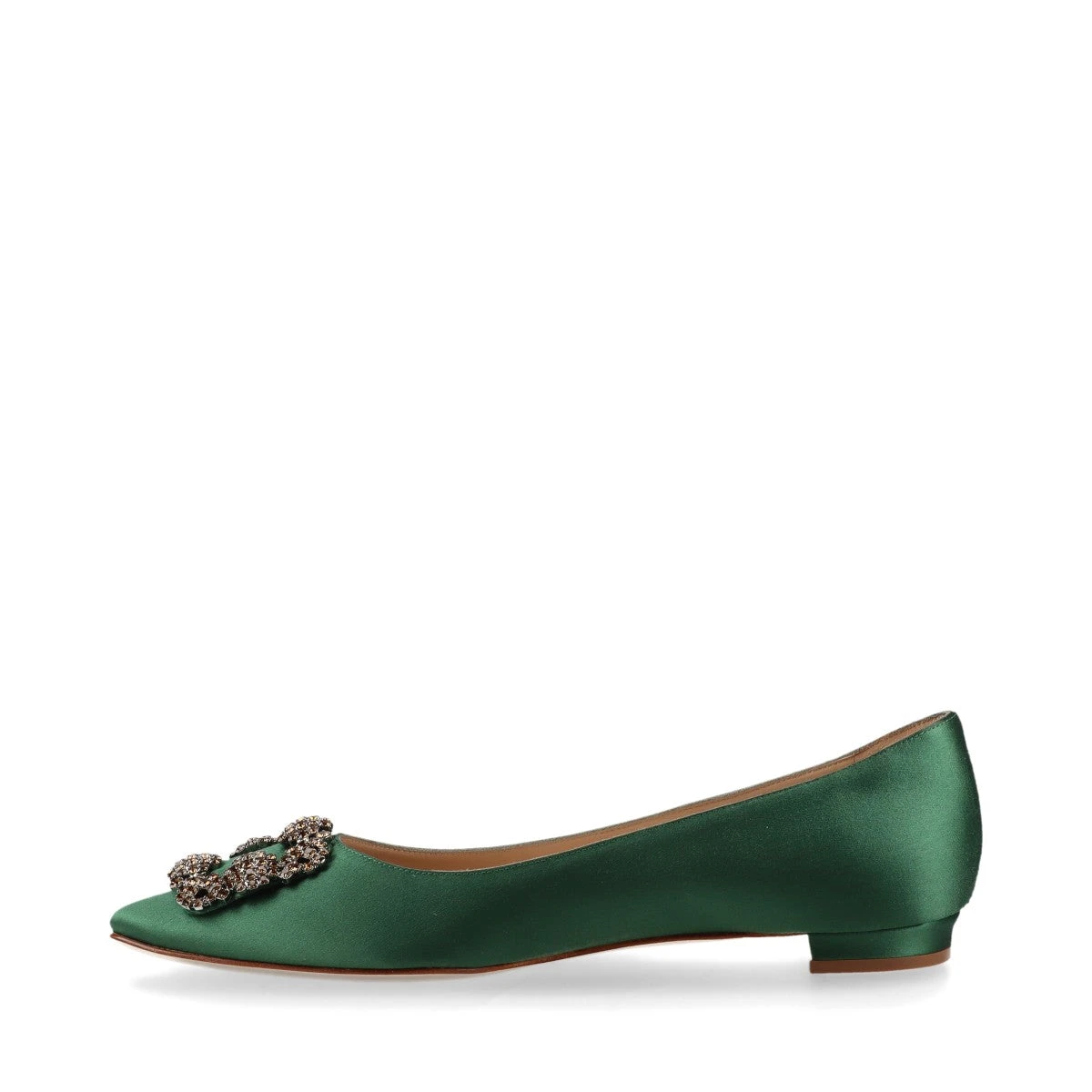 り マノロブラニク ハンギシ サテン ビジュー フラットパンプス ベージュ MANOLO BLAHNIK - マノロブラニク 美品 ハンギシ サテン