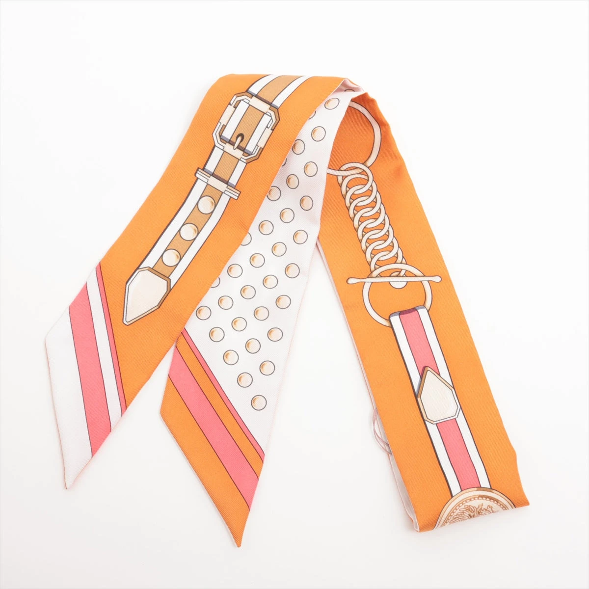 【ランクS】HERMES ツイリー スカーフ オレンジ エルメス HERMES ツイリー レッド×オレンジ シルク スカーフ