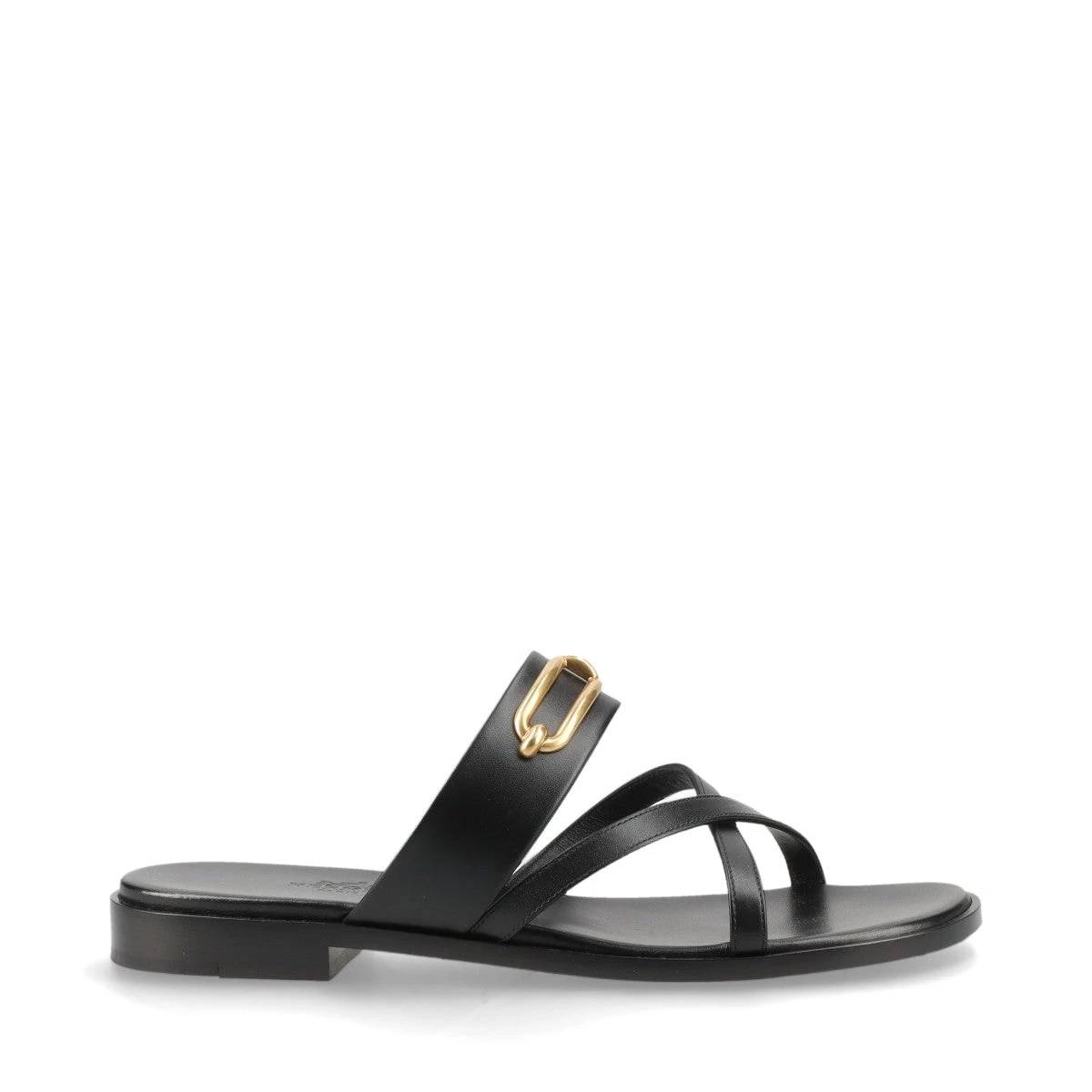 エルメス クレア レザー サンダル 37 レディース ブラック ルーリス