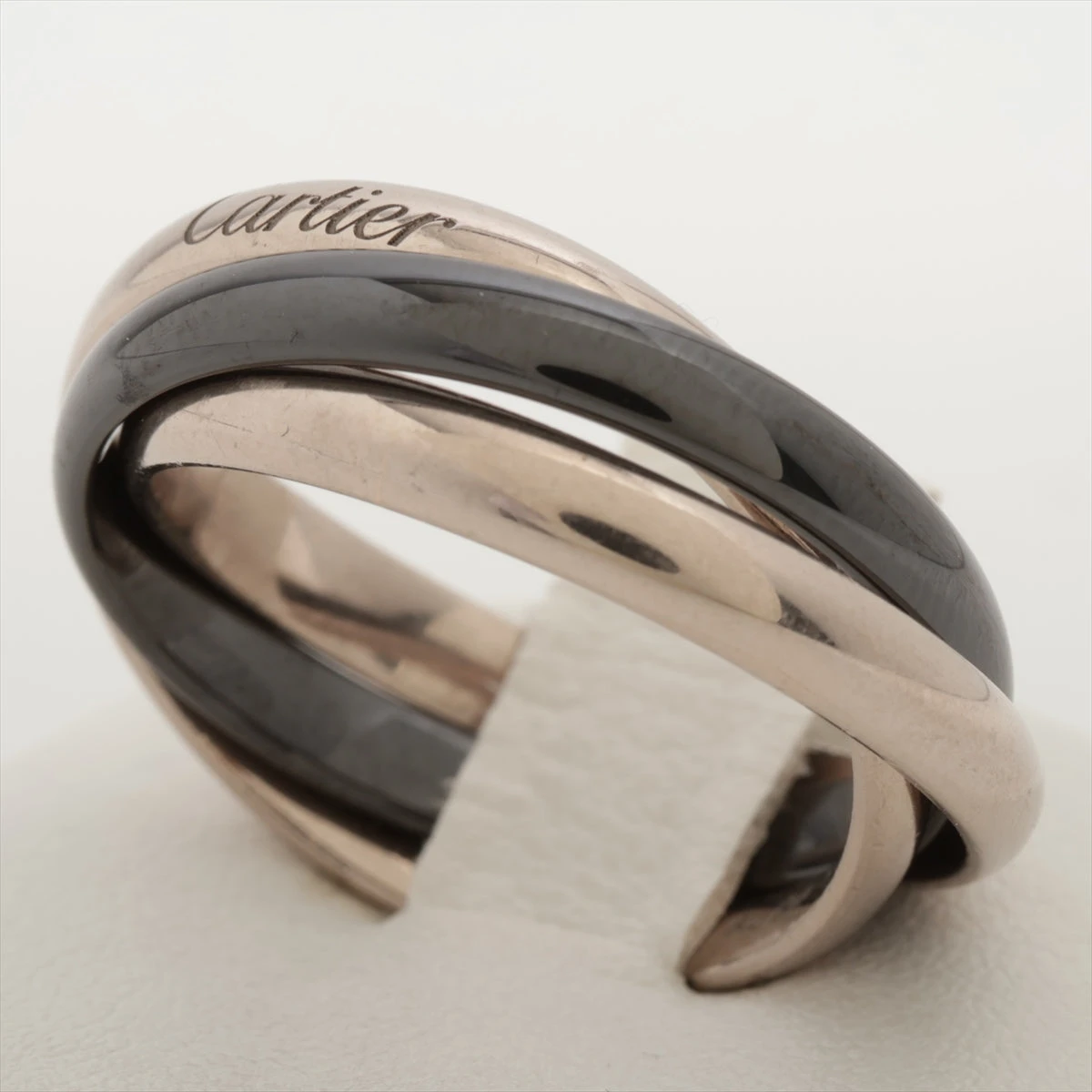 ち*ぐ様 Cartier トリニティリング Au750 セラミック 61 9.7 カルティエ トリニティ リング 750(WG)×セラミック 9.7g 61 ロウ目 打