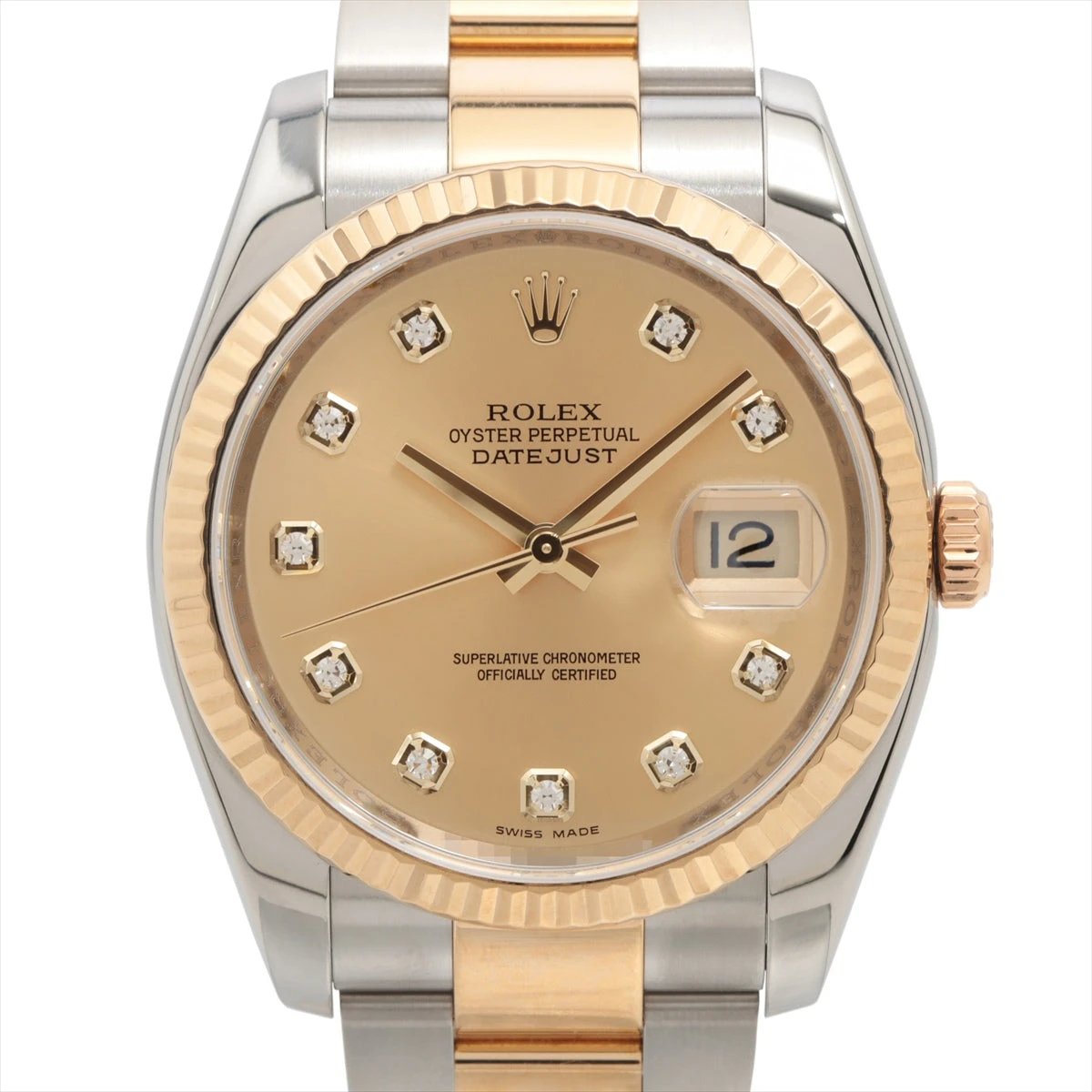 ロレックス デイトジャスト 116233G SS×YG AT シャンパン文字盤