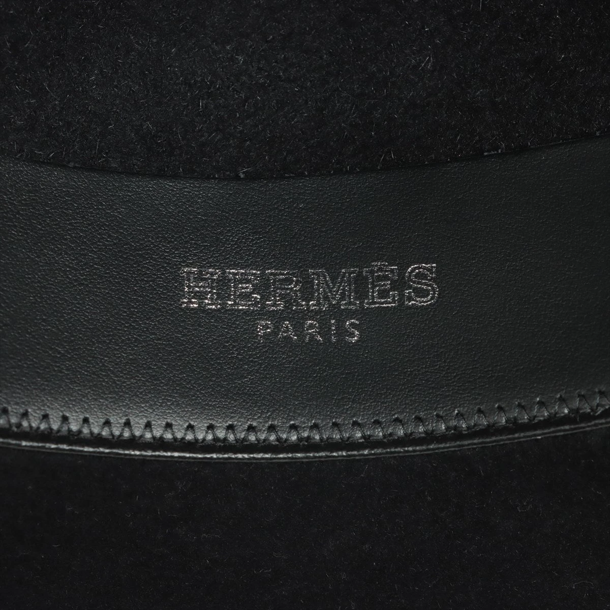 HERMES エルメス ハット 黒 59 4103524N0168 HERMES エルメス Hロゴ 刺繍 バケットハット 帽子 ブラック系 59
