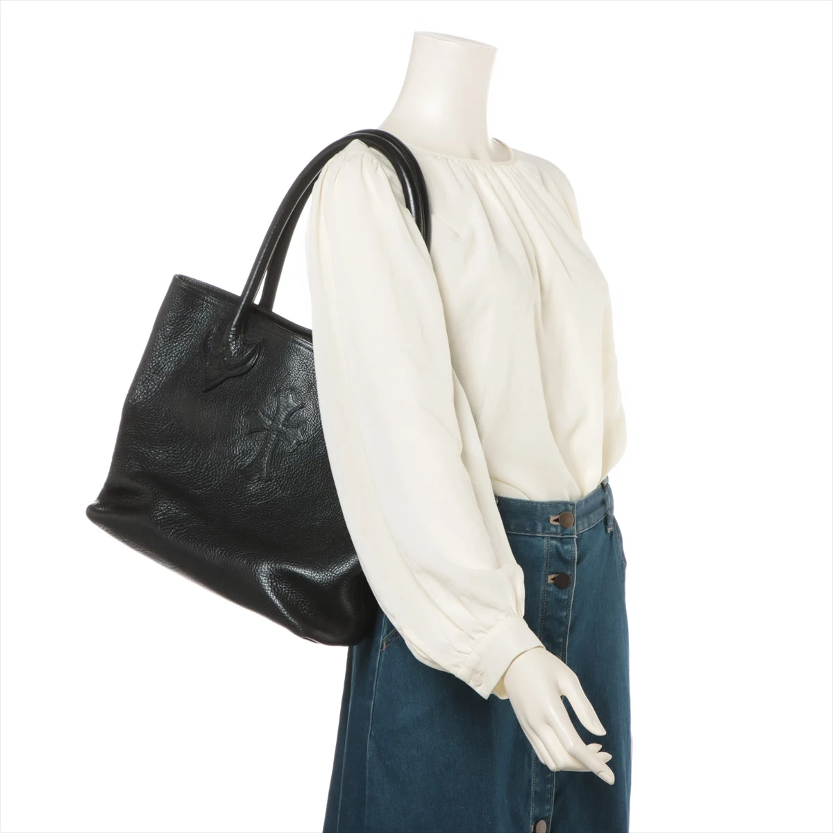 CHROME HEARTS 銀座店 クロムハーツ FSトートバッグ クロスパッチ レザー シルバー SV925 黒 94640