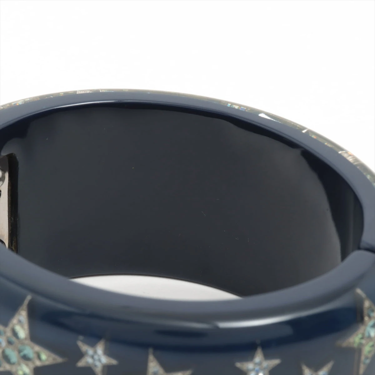 美品 CHANEL バングル ココマーク ラインストーン レジン ブラック 黒 シャネル ココマーク 12P バングル レジン×GP×ラインストーン ネイビー