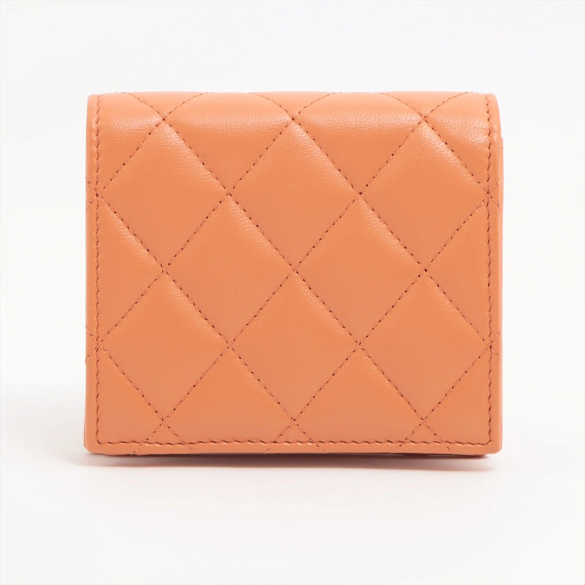 美品　シャネル　ラムスキン　マトラッセ　キーケース　オレンジ シャネル マトラッセ ラムスキン コンパクトウォレット オレンジ