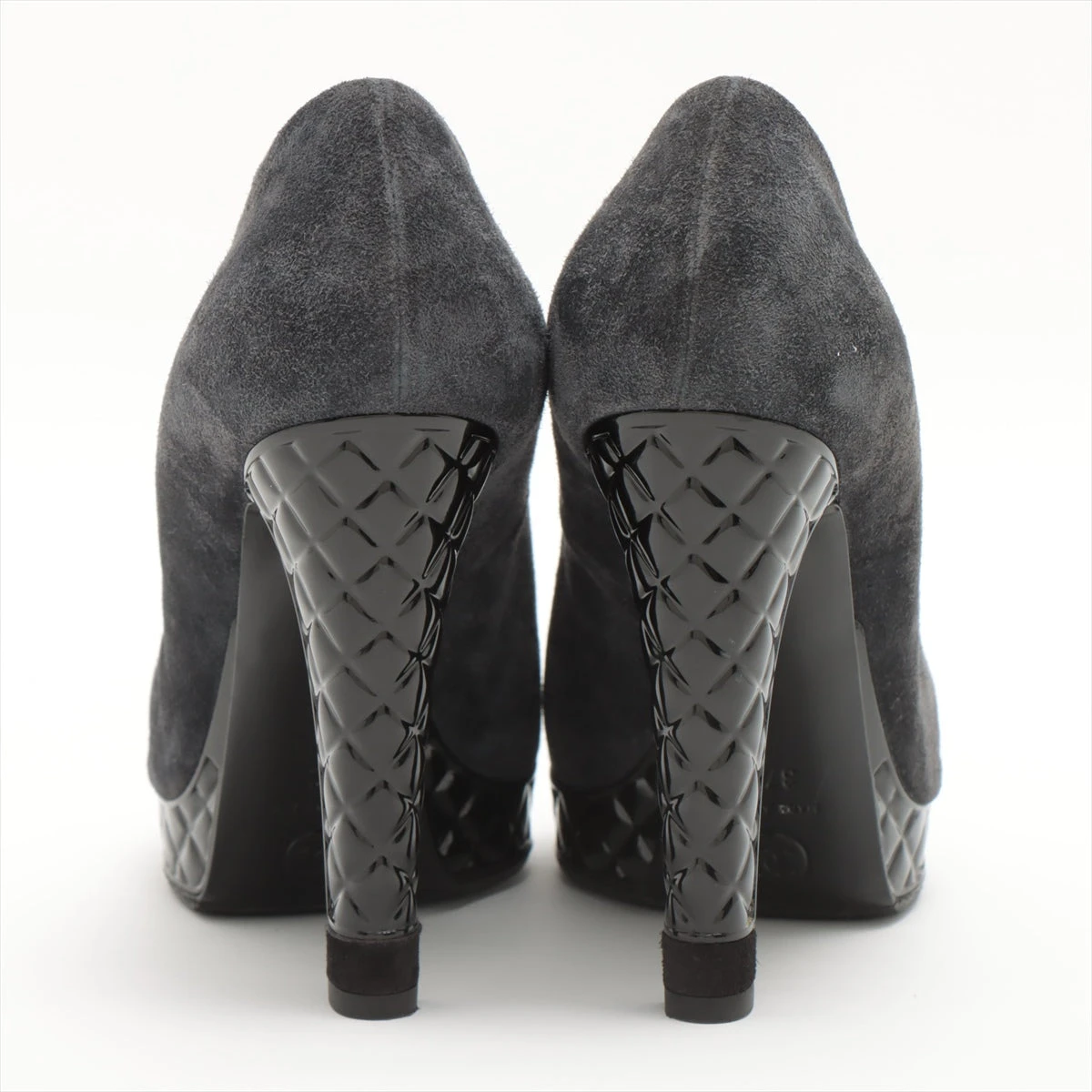 シャネル ココマーク スエードレザー オープントゥパンプス 37 C