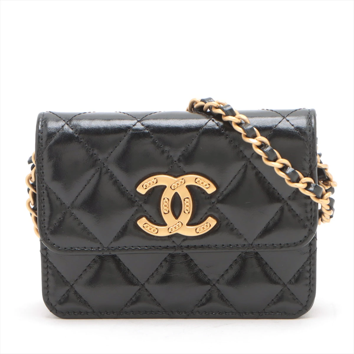 シャネル ミニミニマトラッセ レザー チェーンショルダーバッグ