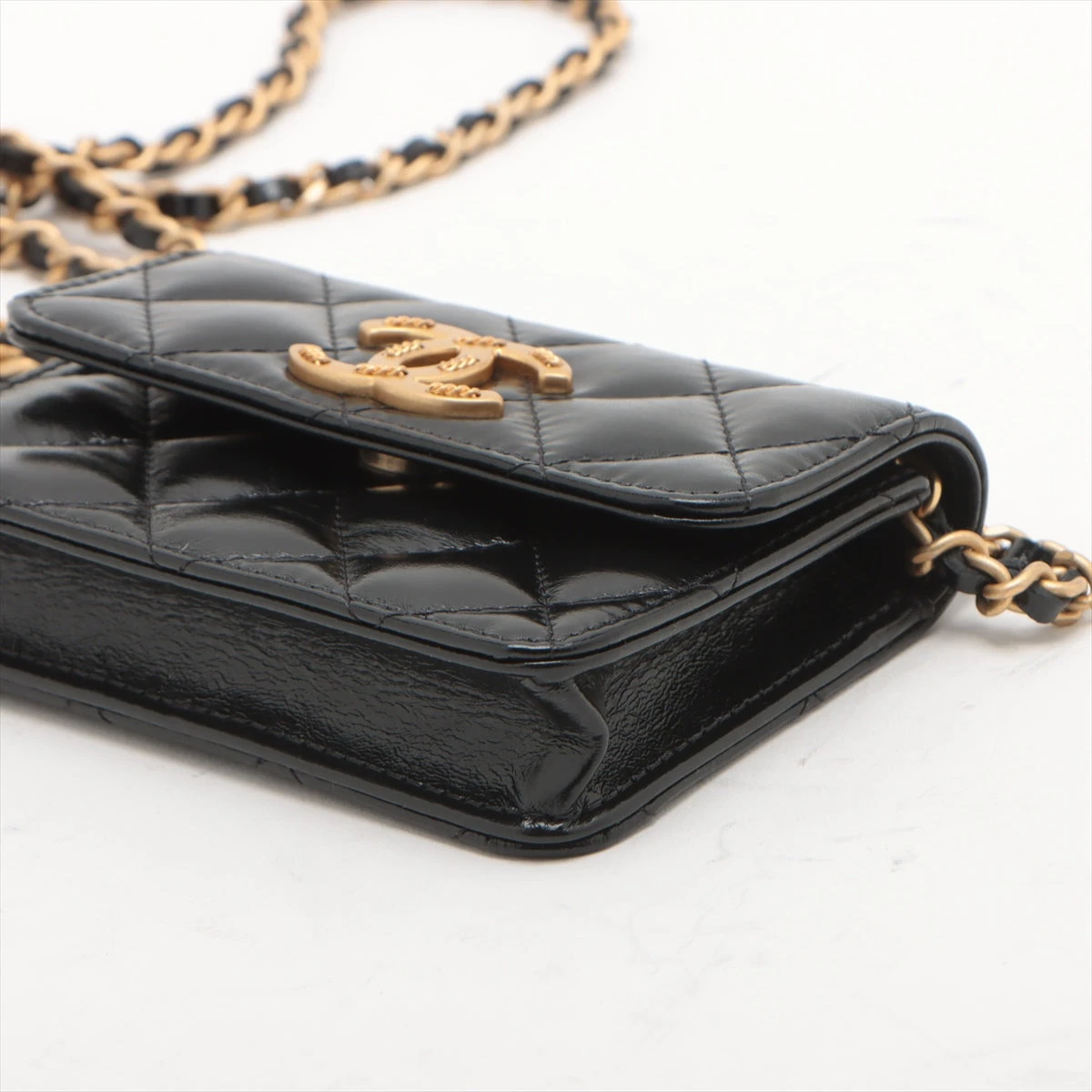 H*A様 シャネルミニミニマトラッセ 首下げポーチブラックネックレス