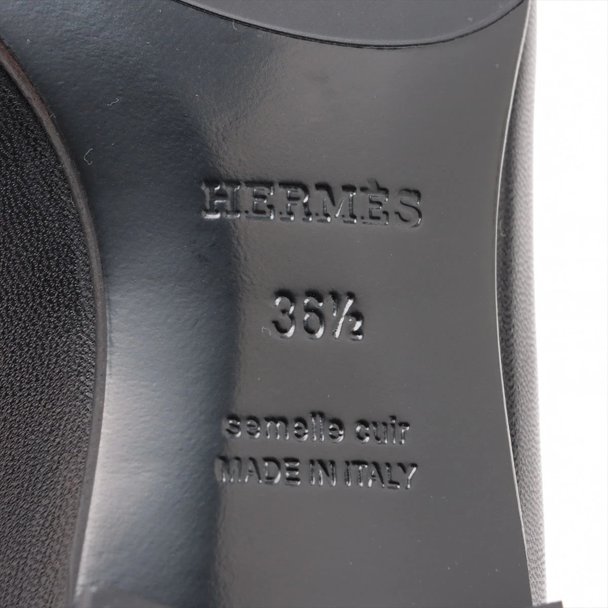 エルメス パリ レザー ローファー 36 1/2 レディース ブラック