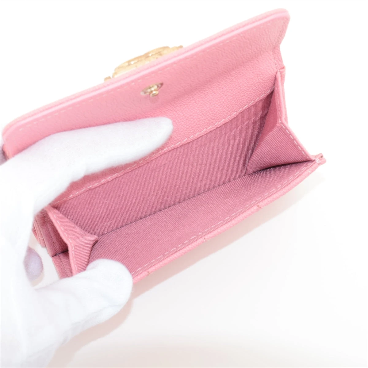【大人気】CHANEL パスポート キャビア ゴールド金具 ピンク シャネル ボーイシャネル キャビアスキン コンパクトウォレット