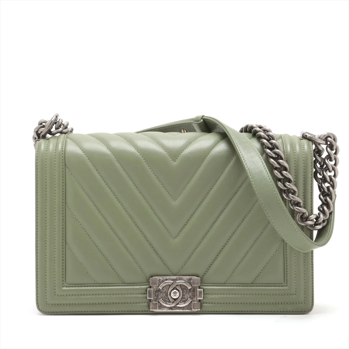 VINTAGE シャネル BOY CHANEL 25cm グリーン グリーン（緑）系 CHANEL BOY CHANEL(シャネル ボーイ シャネル