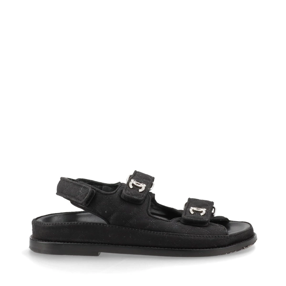 CHANEL シャネル チェーンサンダル マトラッセ ココマーク 35C 黒 シャネル ココマーク マトラッセ レザー サンダル 37C