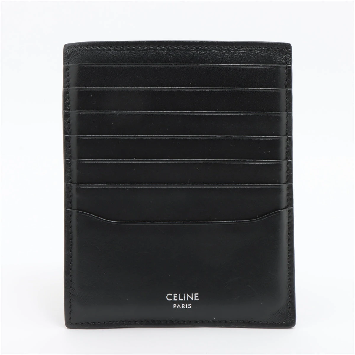 CELINE ブラック レザー カードケース（セリーヌ ロゴ レザー