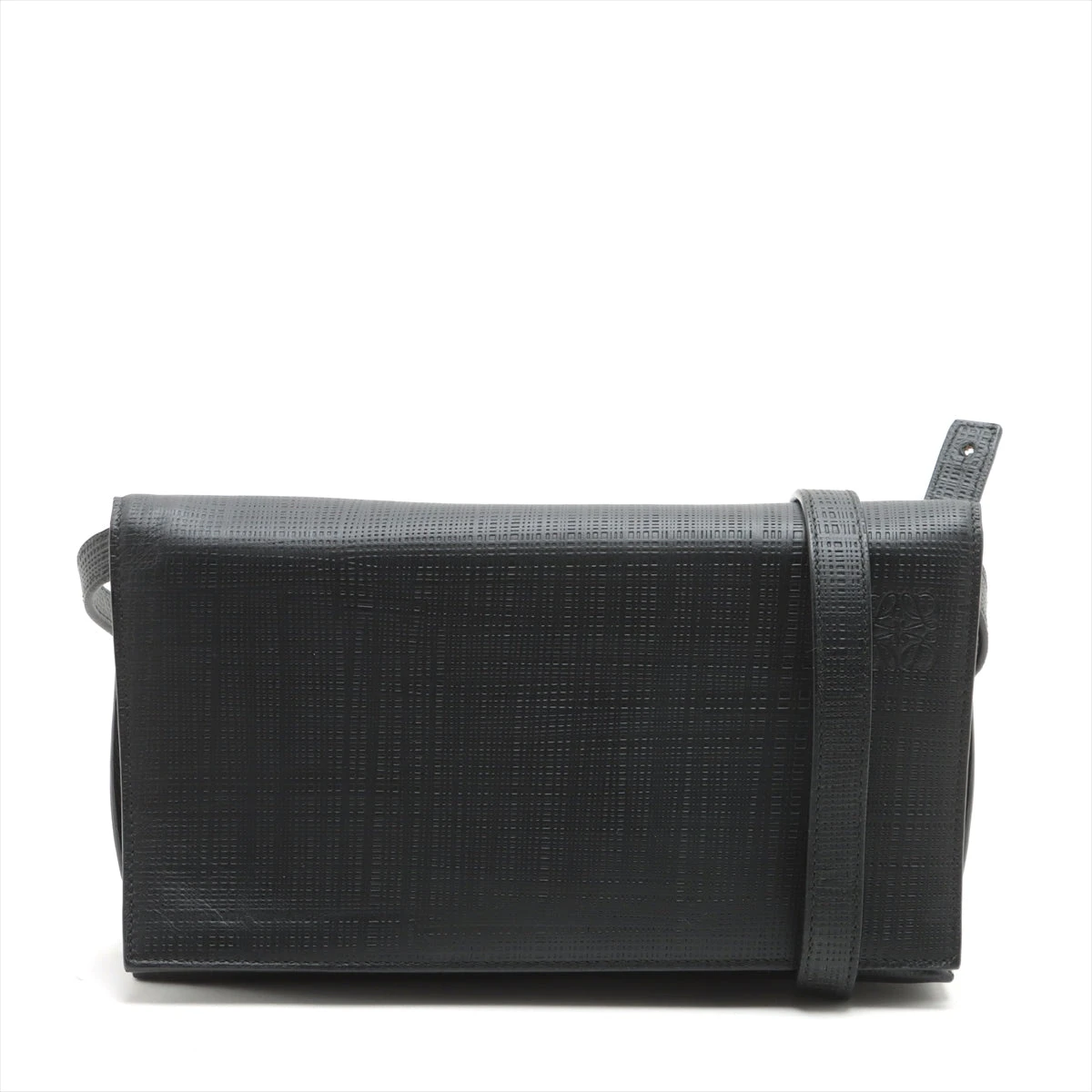 ロエベ　リネンレザーアナグラム LOEWE ロエベ アナグラム リネン レザー 二つ折り 長財布 ブルー