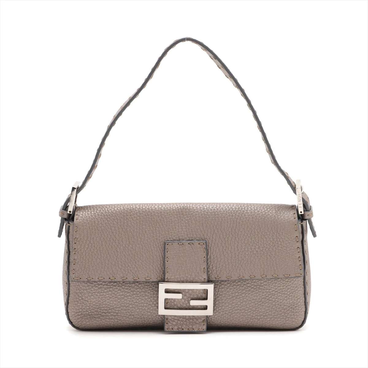 【稀少】フェンディ チェーン マンマバケット オールレザー FF グレー 肩掛け FENDI（フェンディ） マンマバケット ズッキーノ ショルダーバッグ