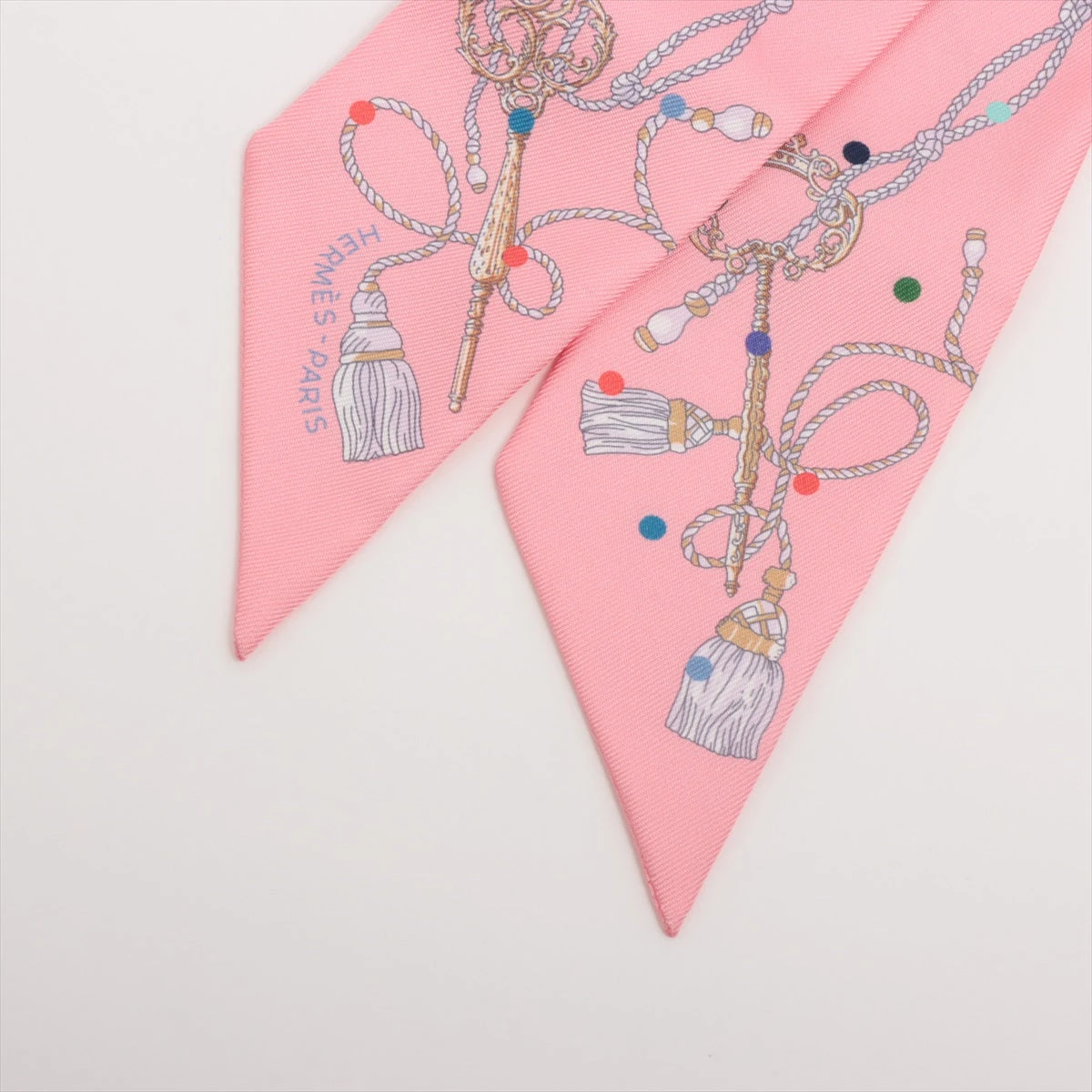 エルメス ツイリー LES CLES 鍵 スカーフ シルク ピンク