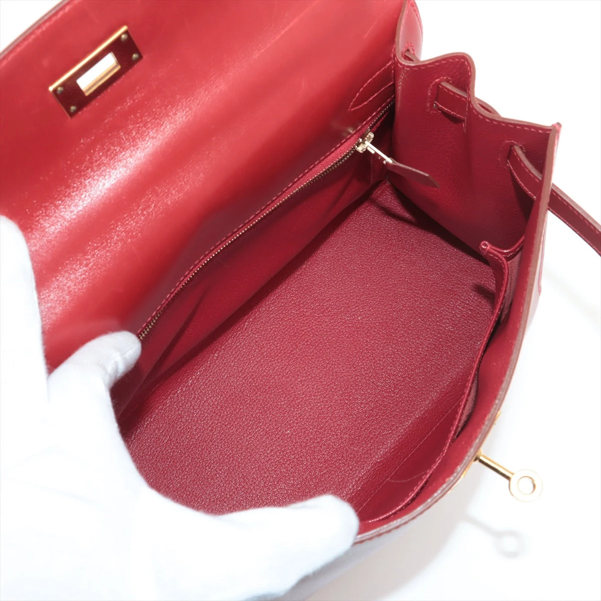 エルメス ケリー28 ボックスカーフ ルージュヴィフ ゴールド金具 □G