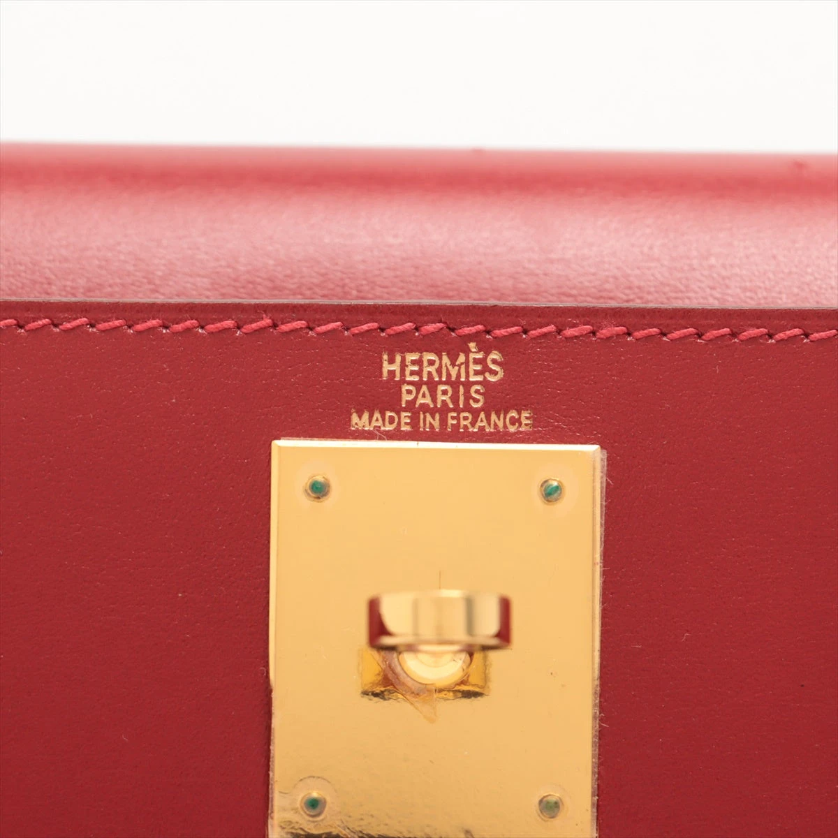 エルメス ケリー28 ボックスカーフ ルージュヴィフ ゴールド金具 □G