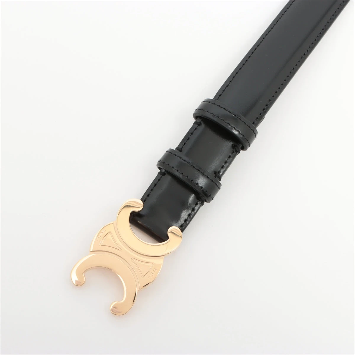 セリーヌ トリオンフ ベルト 85 レザー ブラック A2511644｜中古