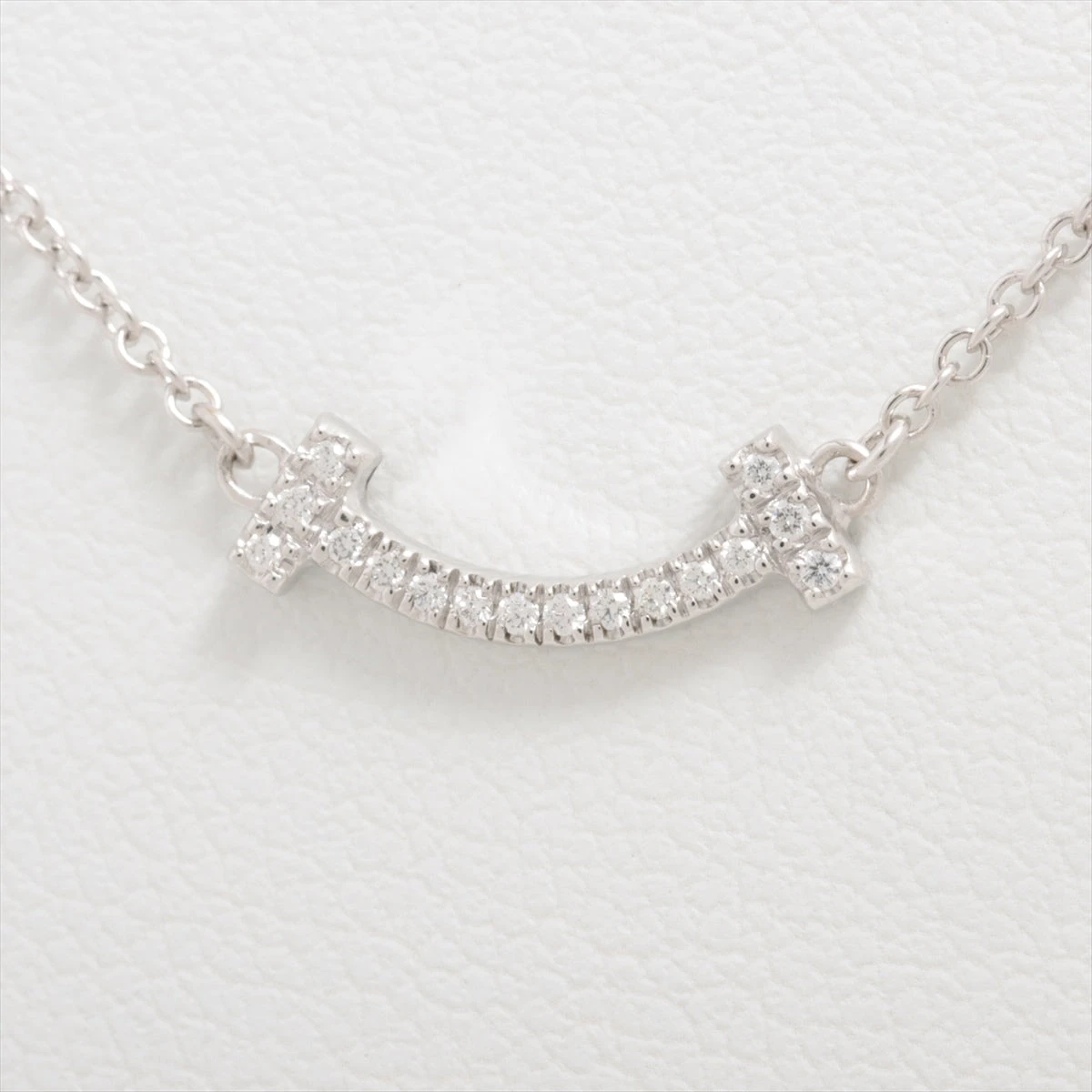 ティファニー Tスマイル マイクロ ダイヤ ネックレス 750(WG