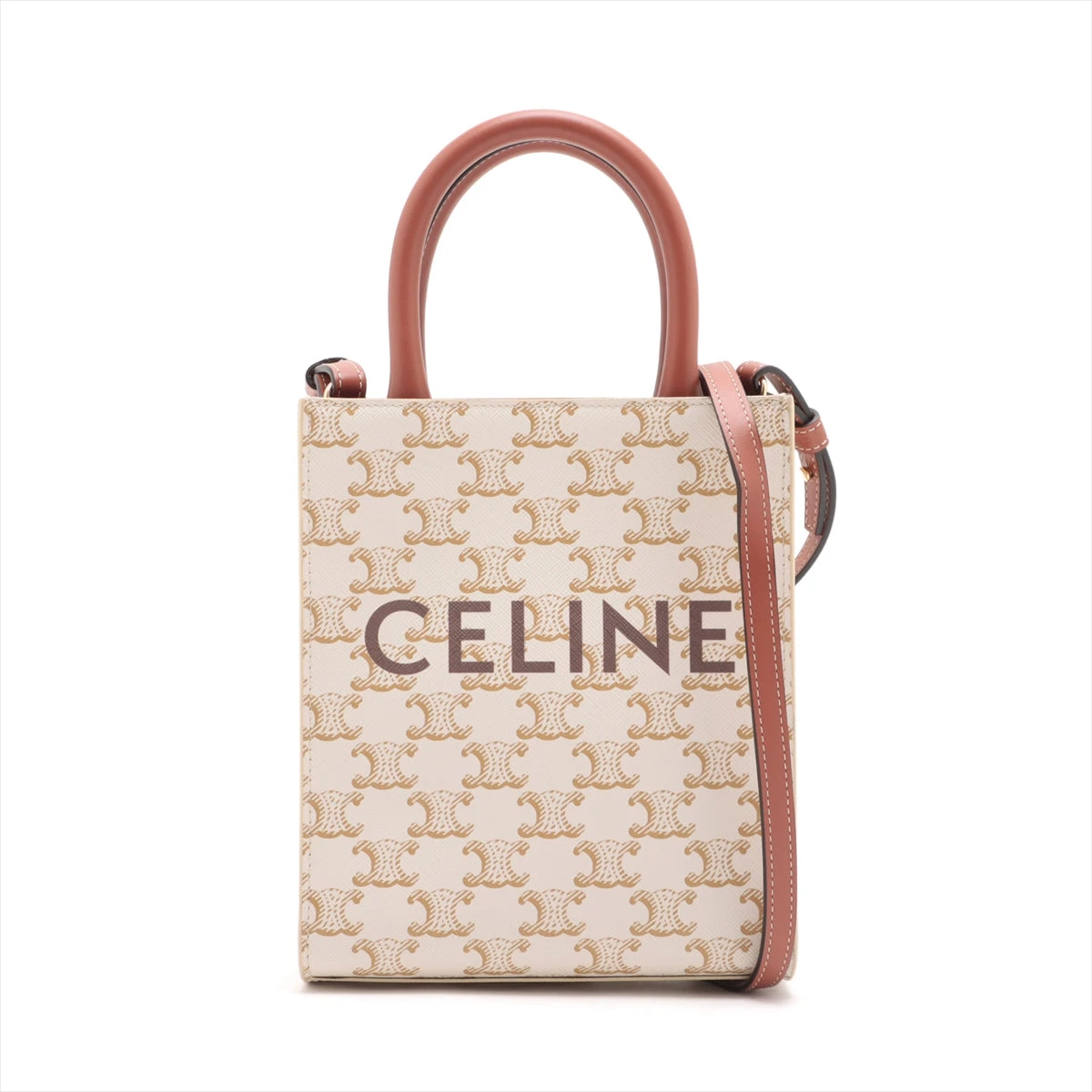 【VIPセール】CELINE カバ トリオンフ 2WAYバッグ タンレザー org.jpg