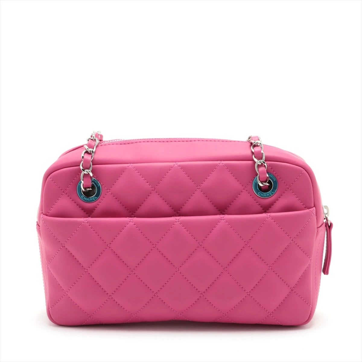 CHANEL ピンク ラバーベルト 約20cm シャネル マトラッセ ラバー チェーンショルダーバッグ ピンク