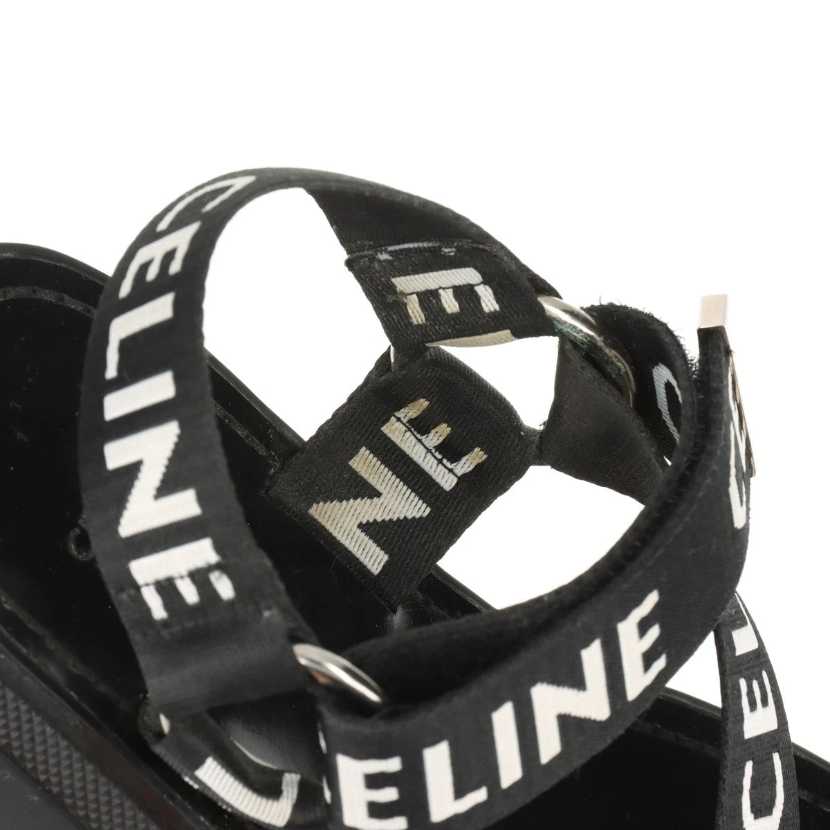 セリーヌ レオ ストラッピー ファブリック レザー ロゴ ベルクロ サンダル CELINE セリーヌ サンダル LEO STRAPPY レオ ストラッピー