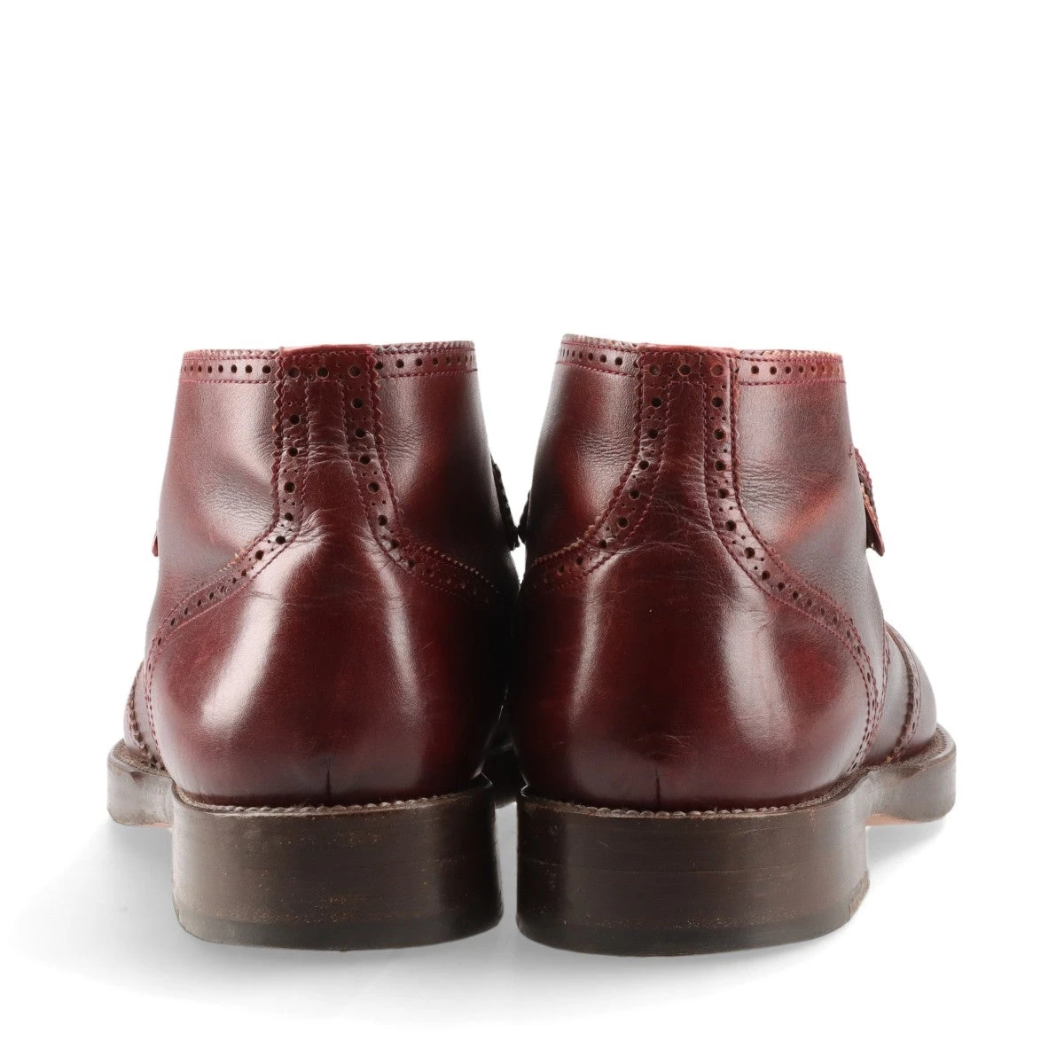 エルメス レザー チャッカブーツ 41 メンズ ボルドー ウイングチップ