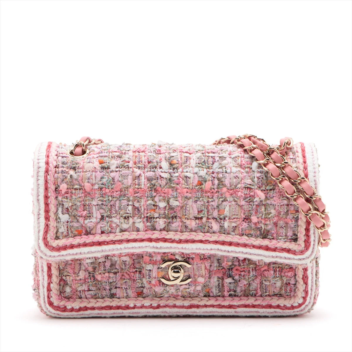 【１点のみ】CHANEL マトラッセ フラップバッグ ピンクツイード CHANEL - CHANEL シャネル ミニフラップバッグ ピンク ツイード